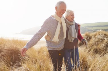 senior couple walking together